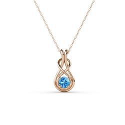 Amanda Round Blue Topaz Solitaire Infinity Love Knot Pendant Necklace Round Blue Topaz ct Womens Solitaire Infinity Love Knot Pendant Necklace K Rose GoldIncluded Inches K Rose Gold Chain