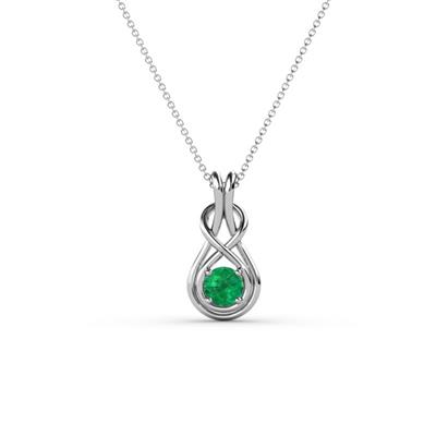 Amanda Round Emerald Solitaire Infinity Love Knot Pendant Necklace