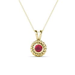 Juliya Round Ruby Rope Edge Bezel Set Solitaire Pendant Necklace Round Ruby ct Womens Rope Edge Bezel Set Solitaire Pendant Necklace K Yellow GoldIncluded Inches K Yellow Gold Chain