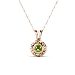 Juliya Round Peridot Rope Edge Bezel Set Solitaire Pendant Necklace Round Peridot ct Womens Rope Edge Bezel Set Solitaire Pendant Necklace K Rose GoldIncluded Inches K Rose Gold Chain