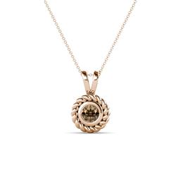 Juliya Round Smoky Quartz Rope Edge Bezel Set Solitaire Pendant Necklace Round Smoky Quartz ct Womens Rope Edge Bezel Set Solitaire Pendant Necklace K Rose GoldIncluded Inches K Rose Gold Chain