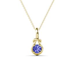 Caron Round Tanzanite Solitaire Love Knot Pendant Necklace Round Tanzanite ct Womens Solitaire Love Knot Pendant Necklace K Yellow GoldIncluded Inches K Yellow Gold Chain