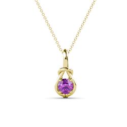 Caron Round Amethyst Solitaire Love Knot Pendant Necklace Round Amethyst ct Womens Solitaire Love Knot Pendant Necklace K Yellow GoldIncluded Inches K Yellow Gold Chain