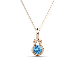Caron Round Blue Topaz Solitaire Love Knot Pendant Necklace Round Blue Topaz ct Womens Solitaire Love Knot Pendant Necklace K Rose GoldIncluded Inches K Rose Gold Chain