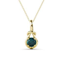 Caron Round London Blue Topaz Solitaire Love Knot Pendant Necklace Round London Blue Topaz ct Womens Solitaire Love Knot Pendant Necklace K Yellow GoldIncluded Inches K Yellow Gold Chain