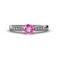 1 - Agnes Classic Round Center Pink Sapphire Accented with Diamond in Milgrain Engagement Ring 