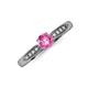 3 - Agnes Classic Round Center Pink Sapphire Accented with Diamond in Milgrain Engagement Ring 