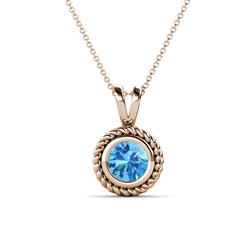 Juliya Round Blue Topaz Rope Edge Bezel Set Solitaire Pendant Necklace Round Blue Topaz ct Womens Rope Edge Bezel Set Solitaire Pendant Necklace K Rose GoldIncluded Inches K Rose Gold Chain