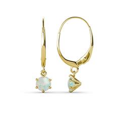 Calla Opal Solitaire Dangling Earrings Opal ctw Six Prong Womens Solitaire Drop and Dangle Earrings K Yellow Gold