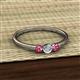 2 - Shirley 4.00 mm Round Lab Grown Diamond and Pink Tourmaline Three Stone Engagement Ring 