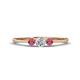 1 - Shirley 4.00 mm Round Lab Grown Diamond and Rhodolite Garnet Three Stone Engagement Ring 