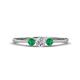 1 - Shirley 4.00 mm Round Lab Grown Diamond and Emerald Three Stone Engagement Ring 