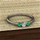 2 - Shirley 4.00 mm Round Lab Grown Diamond and Emerald Three Stone Engagement Ring 