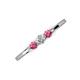 3 - Shirley 4.00 mm Round Lab Grown Diamond and Pink Tourmaline Three Stone Engagement Ring 