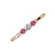 3 - Shirley 4.00 mm Round Lab Grown Diamond and Rhodolite Garnet Three Stone Engagement Ring 