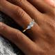 6 - Shirley 4.00 mm Round Lab Grown Diamond and Aquamarine Three Stone Engagement Ring 