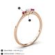 4 - Shirley 4.00 mm Round Lab Grown Diamond and Rhodolite Garnet Three Stone Engagement Ring 