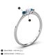 4 - Shirley 4.00 mm Round Blue and White Blue Diamond Three Stone Engagement Ring 