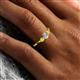 6 - Shirley 4.00 mm Round Yellow and White Yellow Diamond Three Stone Engagement Ring 