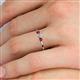 5 - Shirley 3.50 mm Round Lab Grown Diamond and Ruby Three Stone Engagement Ring 