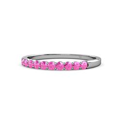 Clara Pink Sapphire Stone Wedding Band Pink Sapphire Stone Womens Wedding Band Stackable ctw K White Gold