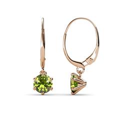 Calla Peridot Solitaire Dangling Earrings Peridot ctw Six Prong Womens Solitaire Drop and Dangle Earrings K Rose Gold
