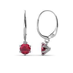 Calla Ruby Solitaire Dangling Earrings Ruby ctw Six Prong Womens Solitaire Drop and Dangle Earrings K White Gold