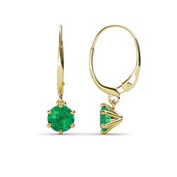 Calla Emerald Solitaire Dangling Earrings Emerald ctw Six Prong Womens Solitaire Drop and Dangle Earrings K Yellow Gold