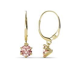 Calla Morganite Solitaire Dangling Earrings Morganite ctw Six Prong Womens Solitaire Drop and Dangle Earrings K Yellow Gold