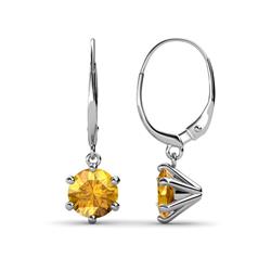 Calla Citrine Solitaire Dangling Earrings Citrine ctw Six Prong Womens Solitaire Drop and Dangle Earrings K White Gold