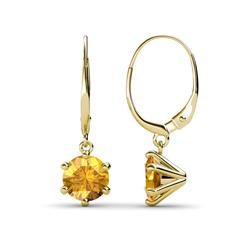 Calla Citrine Solitaire Dangling Earrings Citrine ctw Six Prong Womens Solitaire Drop and Dangle Earrings K Yellow Gold