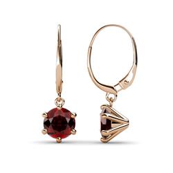 Calla Red Garnet Solitaire Dangling Earrings Red Garnet ctw Six Prong Womens Solitaire Drop and Dangle Earrings K Rose Gold