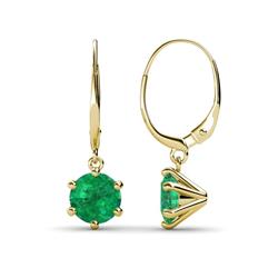 Calla Emerald Solitaire Dangling Earrings Emerald ctw Six Prong Womens Solitaire Drop and Dangle Earrings K Yellow Gold