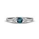 1 - Shirley 5.00 mm Round Blue Diamond and Lab Grown Diamond Three Stone Engagement Ring 