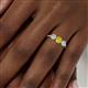 6 - Shirley 5.00 mm Round Yellow Diamond and Lab Grown Diamond Three Stone Engagement Ring 