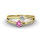 1 - Ria 4.00 mm Round Pink Sapphire and Diamond Split Shank 2 Stone Engagement Ring 