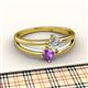 2 - Ria 4.00 mm Round Amethyst and Diamond Split Shank 2 Stone Engagement Ring 