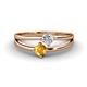 1 - Ria 4.00 mm Round Citrine and Diamond Split Shank 2 Stone Engagement Ring 