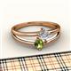 2 - Ria 4.00 mm Round Peridot and Diamond Split Shank 2 Stone Engagement Ring 