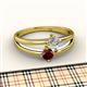 2 - Ria 4.00 mm Round Red Garnet and Diamond Split Shank 2 Stone Engagement Ring 