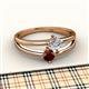 2 - Ria 4.00 mm Round Red Garnet and Diamond Split Shank 2 Stone Engagement Ring 