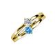 3 - Ria 4.00 mm Round Blue Topaz and Diamond Split Shank 2 Stone Engagement Ring 