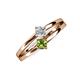 3 - Ria 4.00 mm Round Peridot and Diamond Split Shank 2 Stone Engagement Ring 