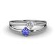 1 - Ria 4.00 mm Round Tanzanite and Diamond Split Shank 2 Stone Engagement Ring 