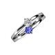 3 - Ria 4.00 mm Round Tanzanite and Diamond Split Shank 2 Stone Engagement Ring 