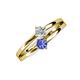 3 - Ria 4.00 mm Round Tanzanite and Diamond Split Shank 2 Stone Engagement Ring 