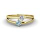 1 - Ria 4.00 mm Round Aquamarine and Diamond Split Shank 2 Stone Engagement Ring 