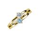 3 - Ria 4.00 mm Round Aquamarine and Diamond Split Shank 2 Stone Engagement Ring 
