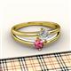 2 - Ria 4.00 mm Round Pink Tourmaline and Diamond Split Shank 2 Stone Engagement Ring 