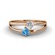 1 - Ria 4.00 mm Round Blue Topaz and Diamond Split Shank 2 Stone Engagement Ring 